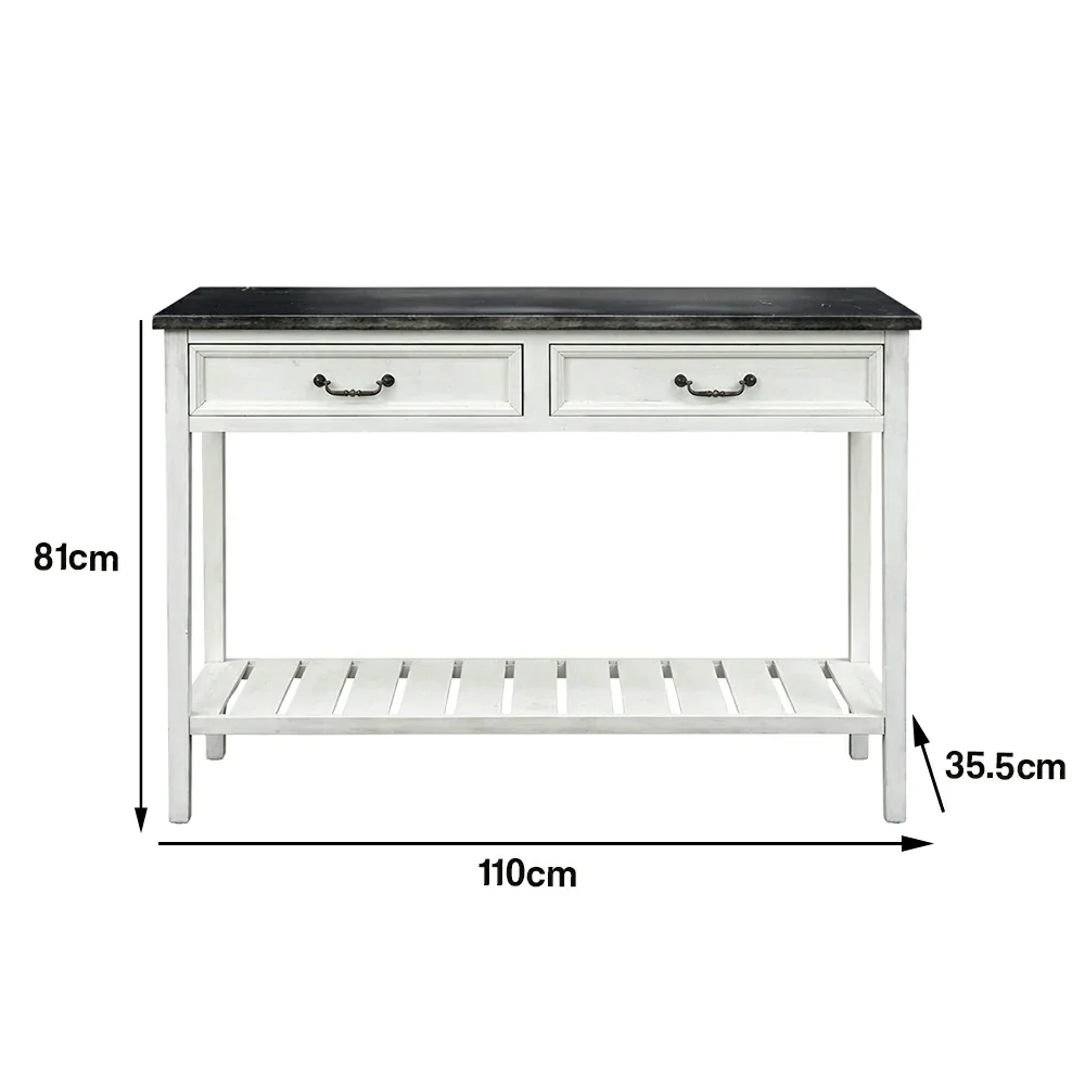 LIVARA Vintage Console Table Desk with Drawers Solid Wood Rustic Entryway Table with Lower Shelf - Image 5