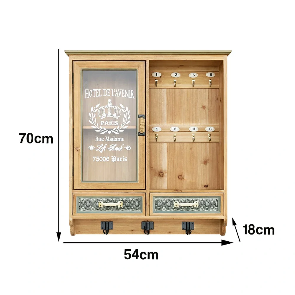 LIVARA Vintage Wall Mounted Display Cabinet Storage Organizer Solid Wood and Glass Rustic Decorative Cabinet - Image 5
