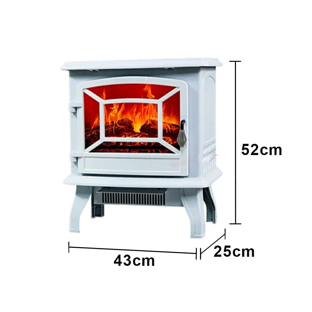 LIVARA 17-Inch Electric Fireplace Heater 3D Flame Effect 1800W Indoor Space Heater Tempered Glass Steel Body Quiet Operation - White - Image 5