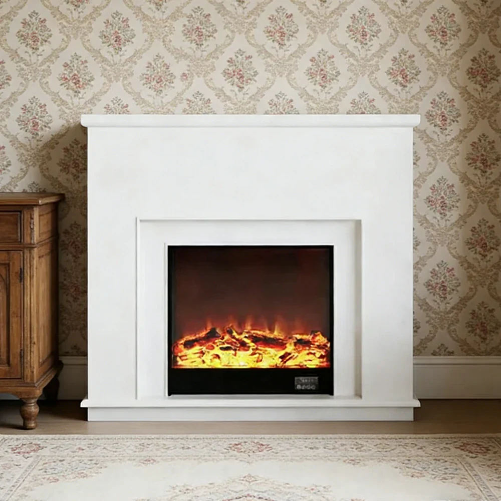 LIVARA Vintage Fireplace Mantel Surround Decorative Mantel Shelf Solid Spruce Wood HDF Panels Carved Design Living Room Feature - White - Image 2