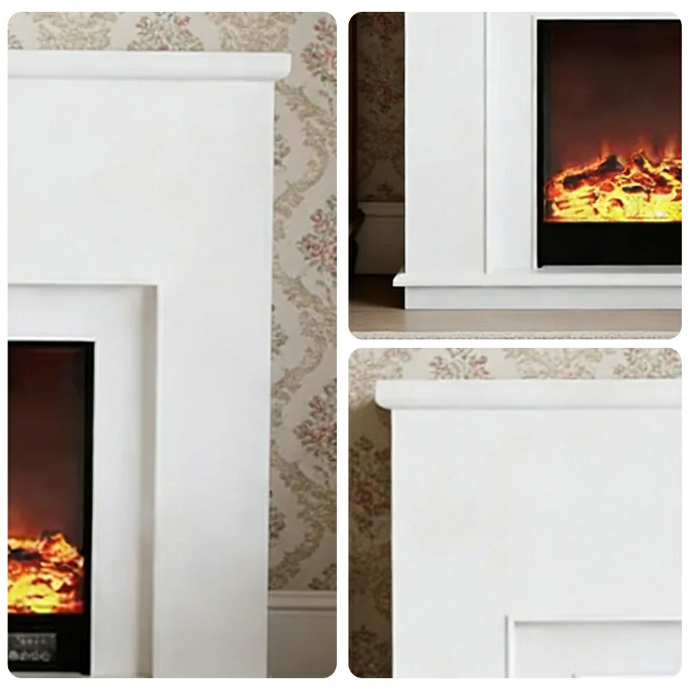 LIVARA Vintage Fireplace Mantel Surround Decorative Mantel Shelf Solid Spruce Wood HDF Panels Carved Design Living Room Feature - White - Image 3