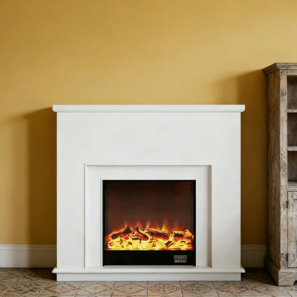 LIVARA Vintage Fireplace Mantel Surround Decorative Mantel Shelf Solid Spruce Wood HDF Panels Carved Design Living Room Feature - White - Image 4