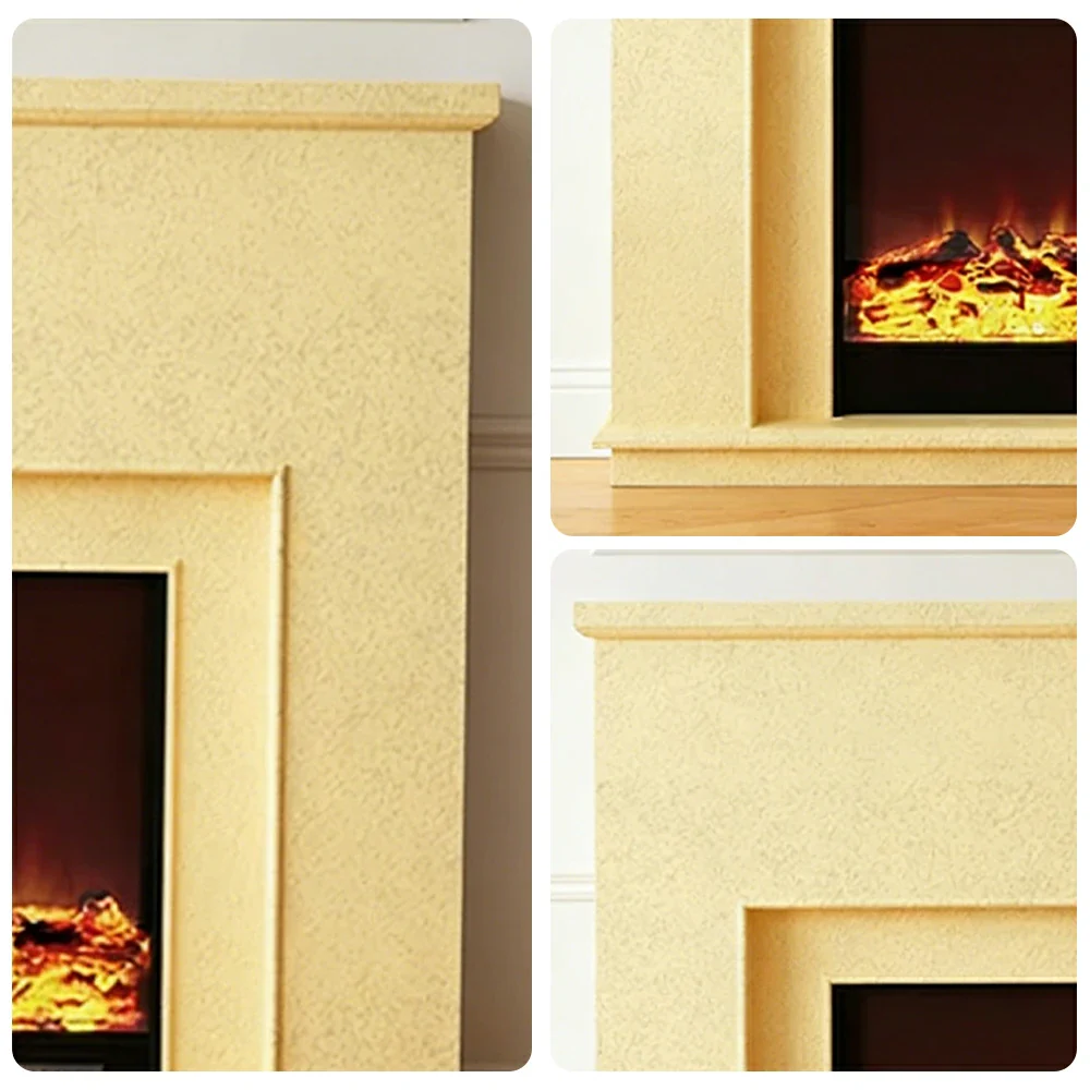 LIVARA Vintage Fireplace Mantel Surround Decorative Mantel Shelf Solid Spruce Wood HDF Panels Carved Design Living Room Feature - Yellow - Image 3