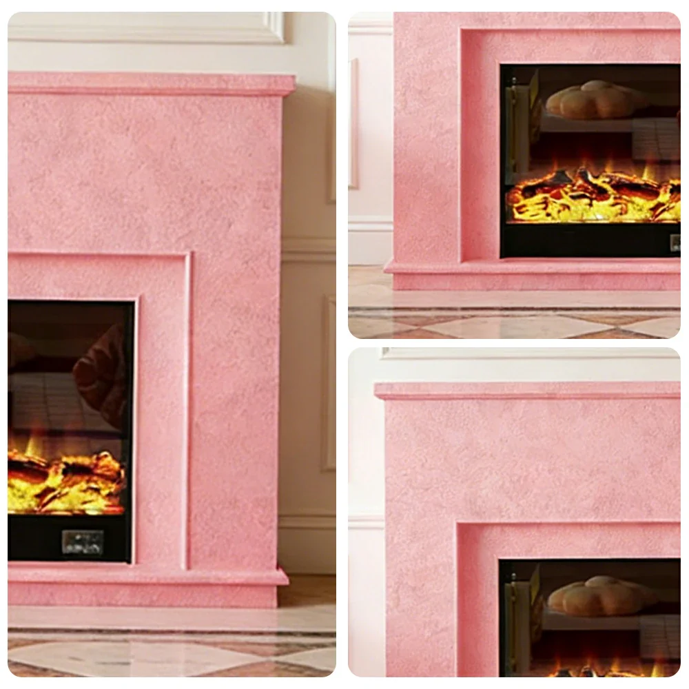 LIVARA Vintage Fireplace Mantel Surround Decorative Mantel Shelf Solid Spruce Wood HDF Panels Carved Design Living Room Feature - Pink - Image 3