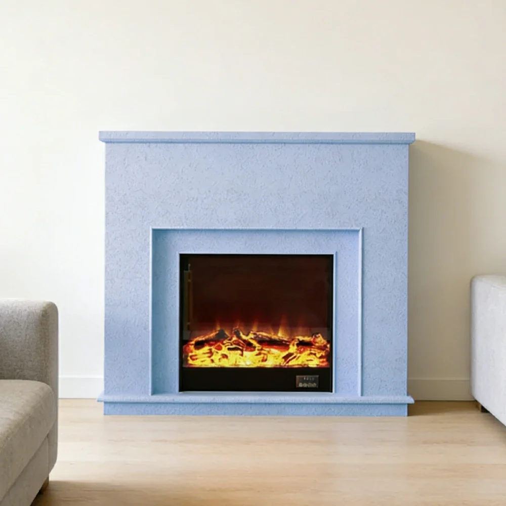 LIVARA Vintage Fireplace Mantel Surround Decorative Mantel Shelf Solid Spruce Wood HDF Panels Carved Design Living Room Feature - Blue - Image 2