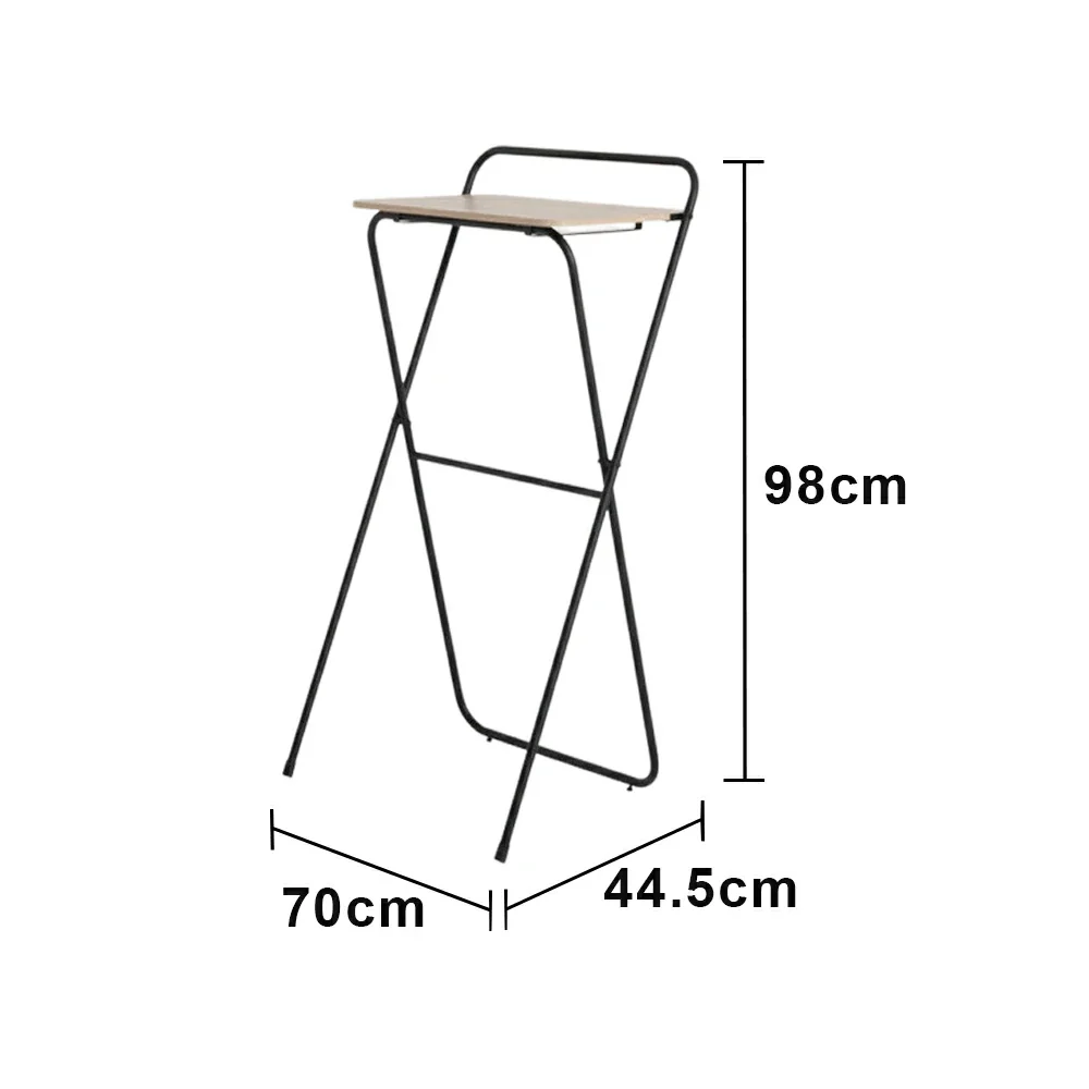 LIVARA Standing Desk Table - Ergonomic 98cm Height, Iron Frame with MDF Wood Top, 19mm Reinforced Steel Tubes, Compact Balcony Workstation - Black - Image 5
