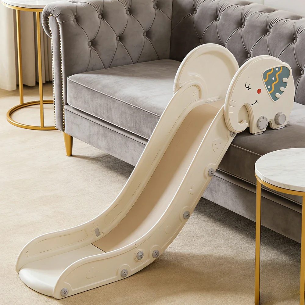 LIVARA Kids Slide Extended Safety Area Anti-Slip Steps Stable Structure Space-Saving Design for Home Use - Khaki - Image 2