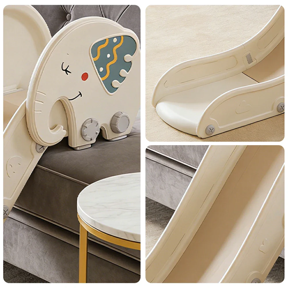 LIVARA Kids Slide Extended Safety Area Anti-Slip Steps Stable Structure Space-Saving Design for Home Use - Khaki - Image 3