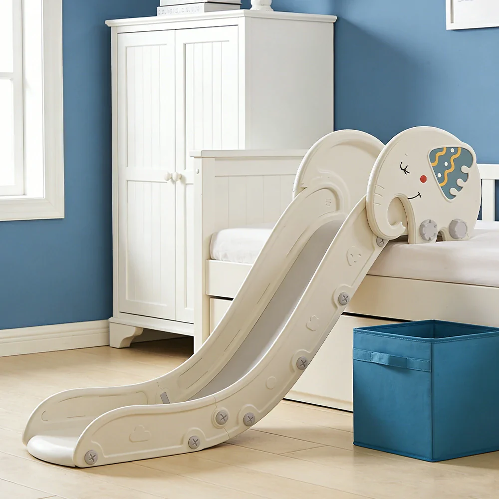 LIVARA Kids Slide Extended Safety Area Anti-Slip Steps Stable Structure Space-Saving Design for Home Use - Grey - Image 2