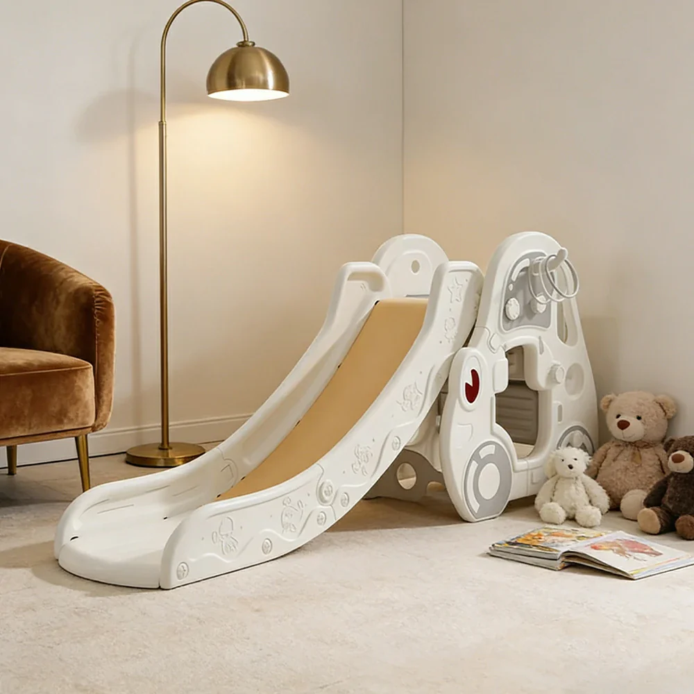 LIVARA Kids Slide Wider Sliding Surface Triangular Support Structure Foldable Design Interactive Play - Khaki - Image 4