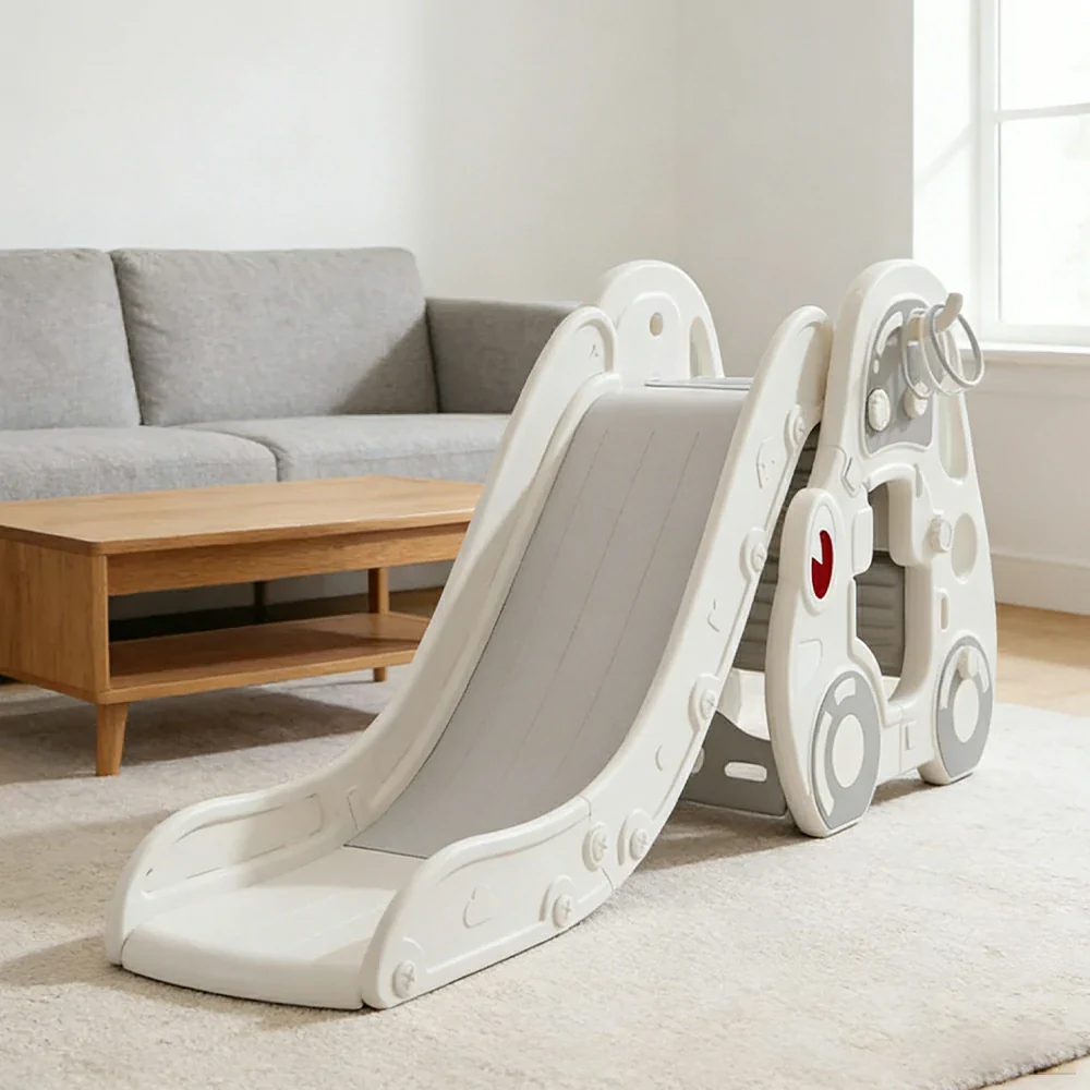 LIVARA Kids Slide Wider Sliding Surface Triangular Support Structure Foldable Design Interactive Play - Grey - Image 2