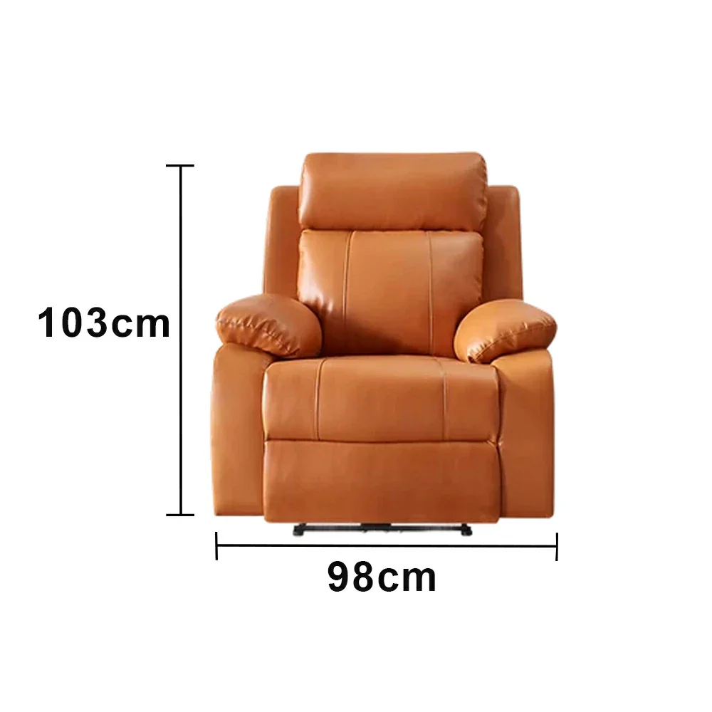 LIVARA 0.98m Single Electric Home Theatre Recliner Sofa Top-Grain Leather Ergonomic Design One-Touch Adjustable Backrest & Footrest - Brown - Image 5