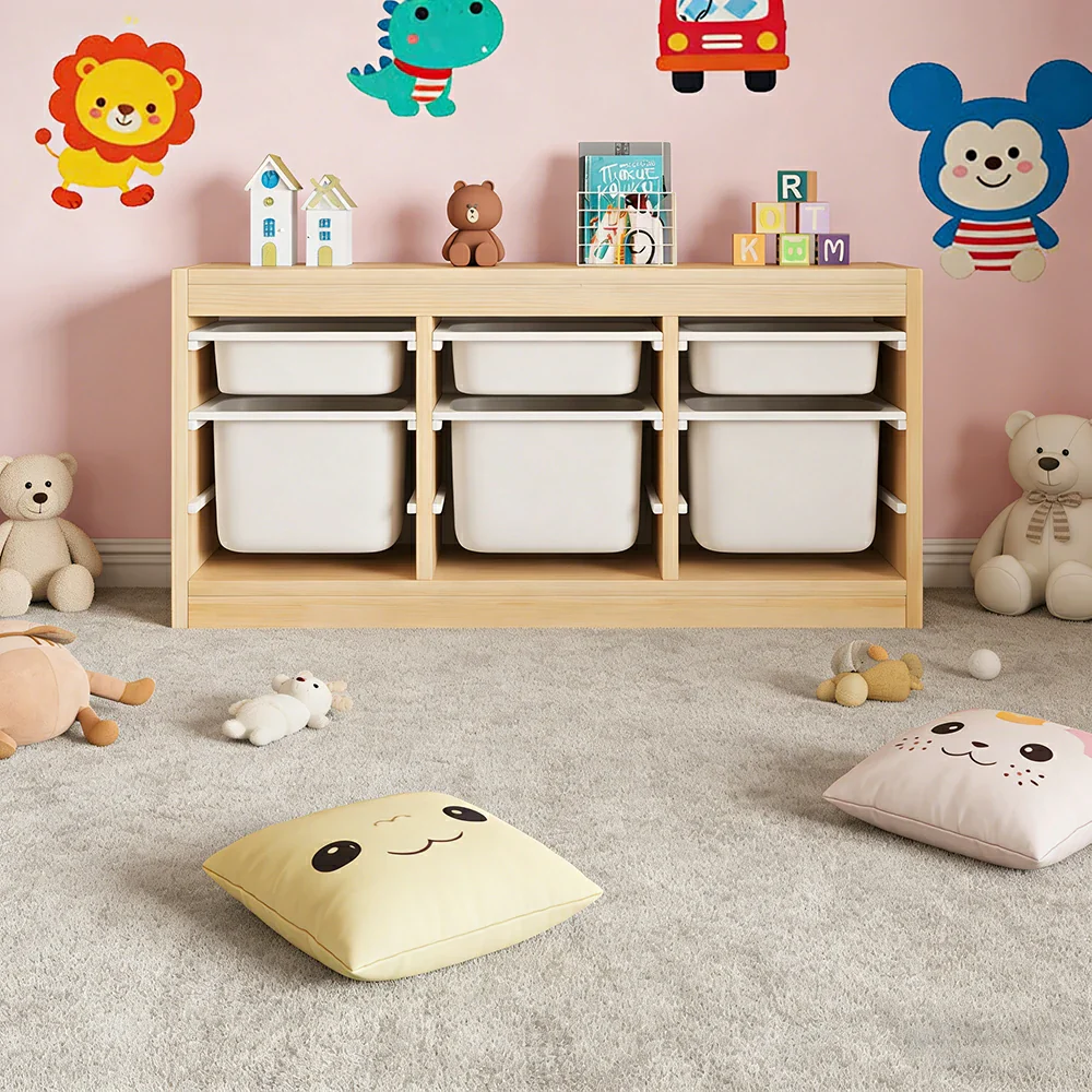 LIVARA Solid Wood Toy Storage Cabinet - Child-Safe Pull-Out Bins, Space-Saving Design, Eco-Friendly Kids Storage Unit - Natural Wood - Image 12