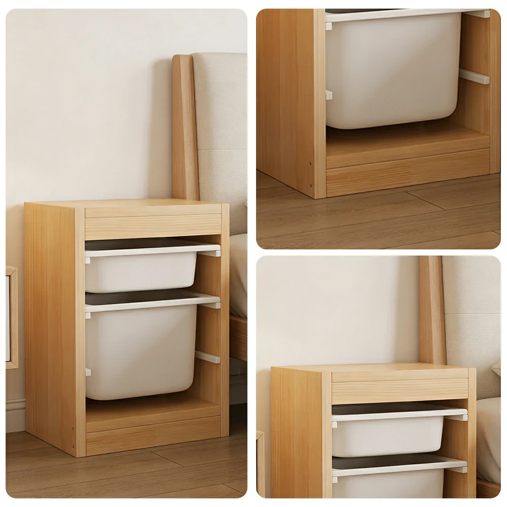 LIVARA Solid Wood Toy Storage Cabinet - Child-Safe Pull-Out Bins, Space-Saving Design, Eco-Friendly Kids Storage Unit - Natural Wood - Image 3