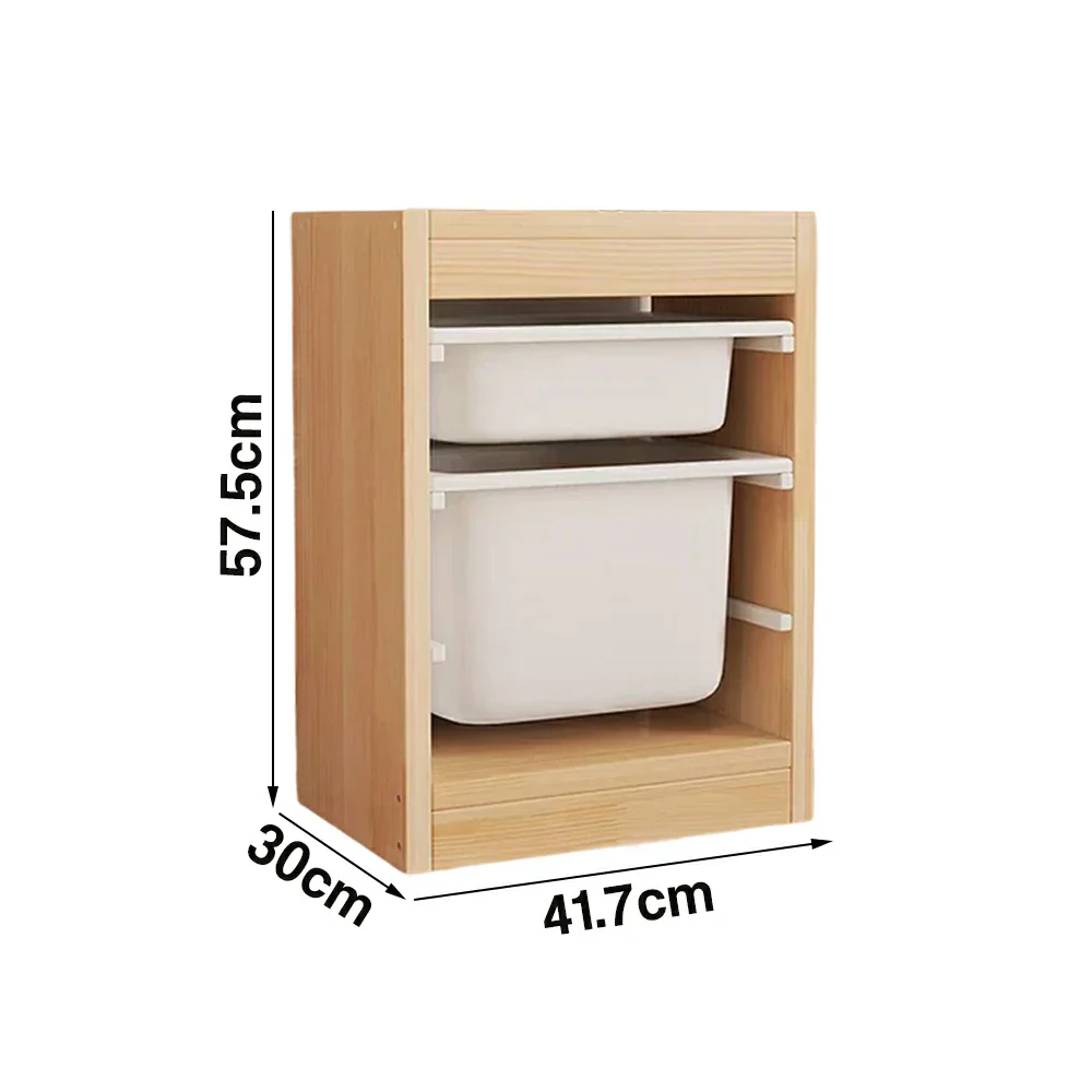 LIVARA Solid Wood Toy Storage Cabinet - Child-Safe Pull-Out Bins, Space-Saving Design, Eco-Friendly Kids Storage Unit - Natural Wood - Image 6