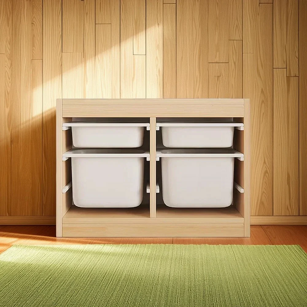LIVARA Solid Wood Toy Storage Cabinet - Child-Safe Pull-Out Bins, Space-Saving Design, Eco-Friendly Kids Storage Unit - Natural Wood - Image 9