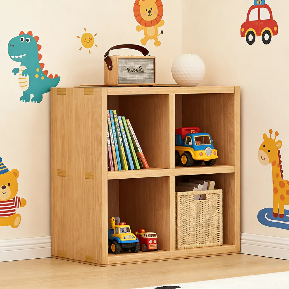 LIVARA Solid Wood 2-Tier Storage Shelf - Compact Open Cubby Design, Space-Saving Home & Kids Organiser - Natural Wood - Image 2