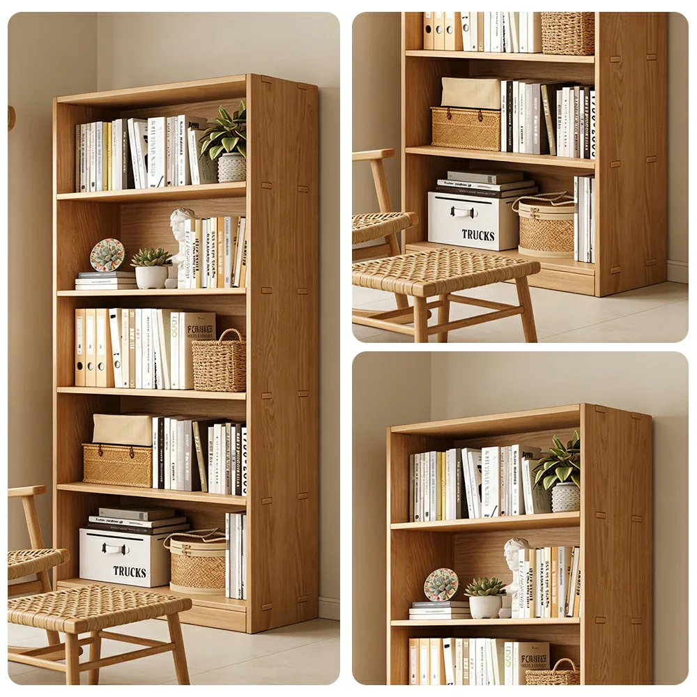 LIVARA Solid Wood 4/5-Tier Bookshelf - Large Capacity Vertical Storage, Sturdy Open Shelving for Home & Office - Natural Wood - Image 8