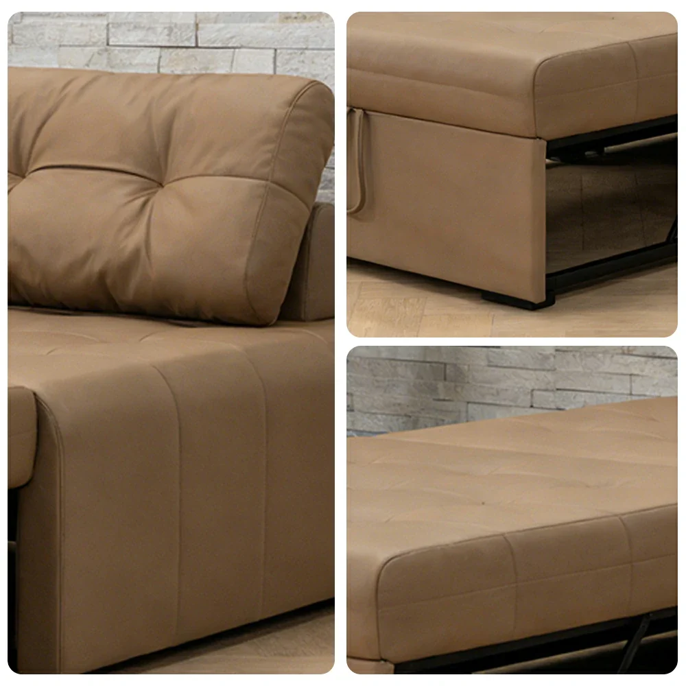LIVARA 88/108cm Adjustable Backrest Convertible Sofa Bed, Wear-Resistant Cat Scratch Fabric, Space-Saving Sleeper Design - Coffee - Image 3