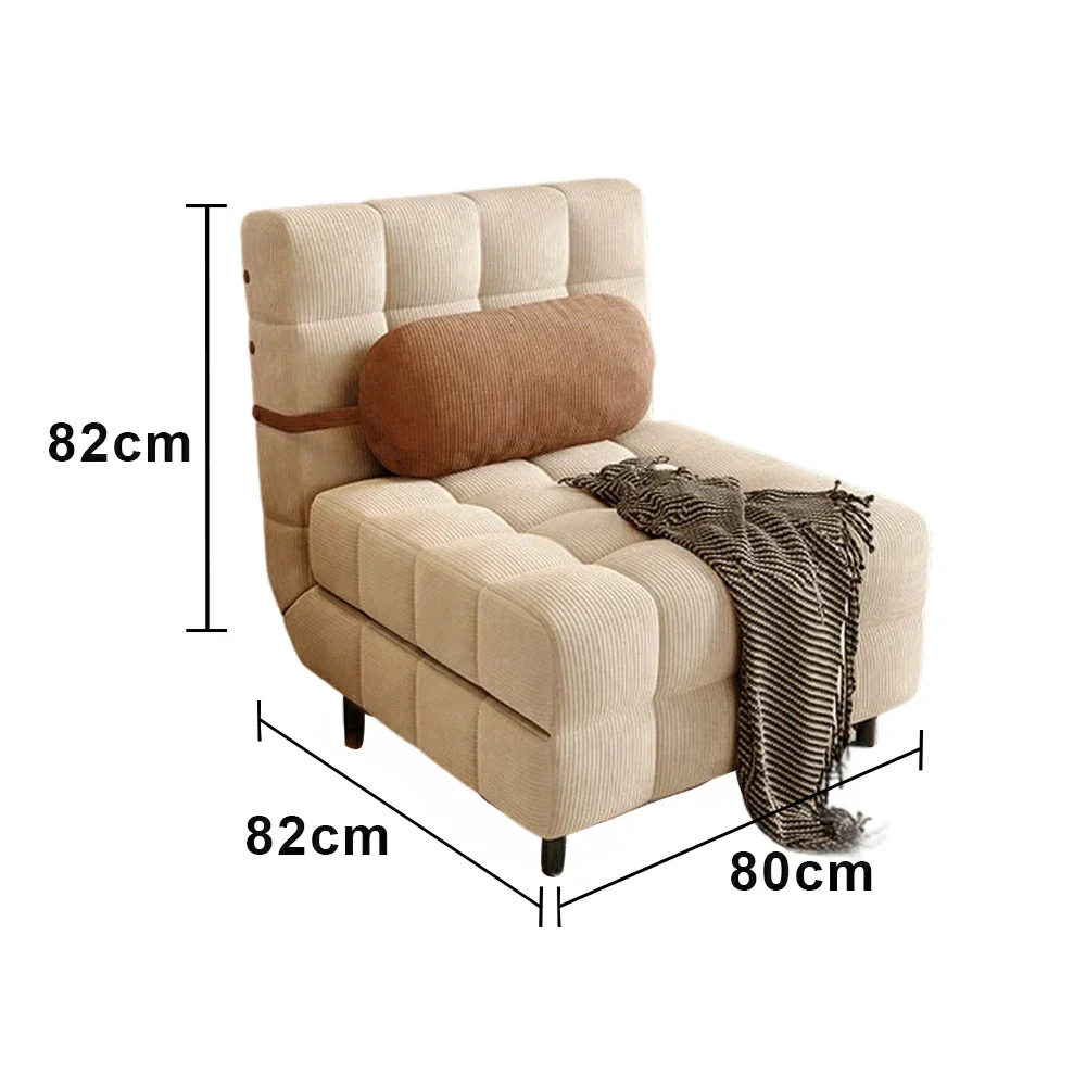 LIVARA 80/120cm Convertible Sofa Bed, 45D High-Density Foam, Fully Removable & Washable Cover, Space-Saving Design - Beige - Image 5