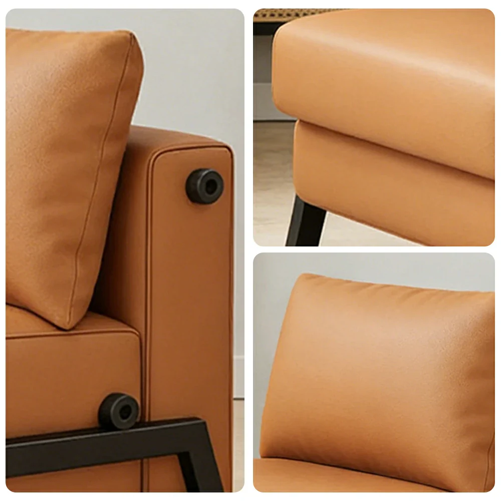 LIVARA 85/100cm Convertible Sofa Bed, Pet-Scratch Resistant Upholstery, High-Density Foam, Reinforced Larch Wood Frame, Space-Saving Design - Orange - Image 3