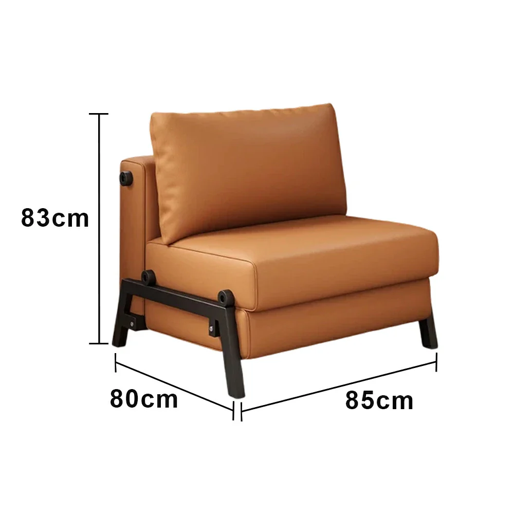 LIVARA 85/100cm Convertible Sofa Bed, Pet-Scratch Resistant Upholstery, High-Density Foam, Reinforced Larch Wood Frame, Space-Saving Design - Orange - Image 5