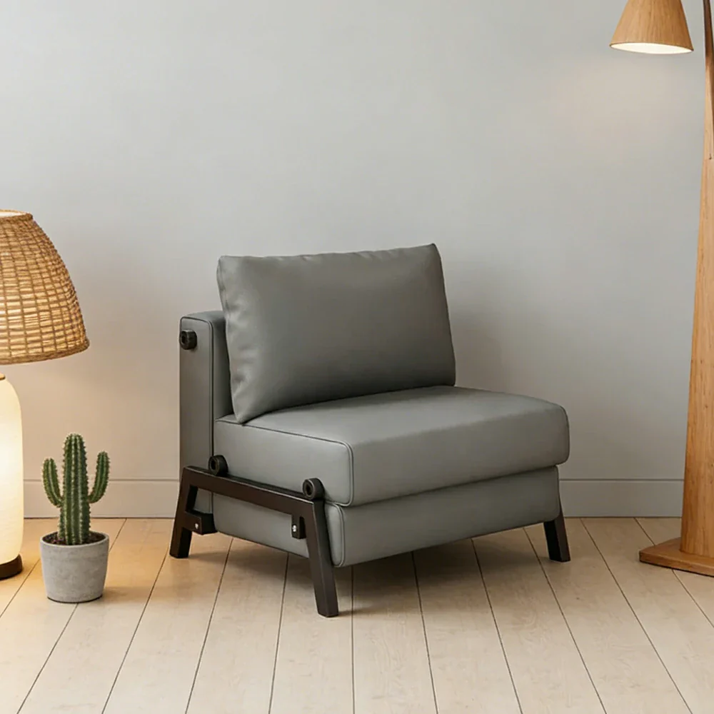 LIVARA 85/100cm Convertible Sofa Bed, Pet-Scratch Resistant Upholstery, High-Density Foam, Reinforced Larch Wood Frame, Space-Saving Design - Grey - Image 2