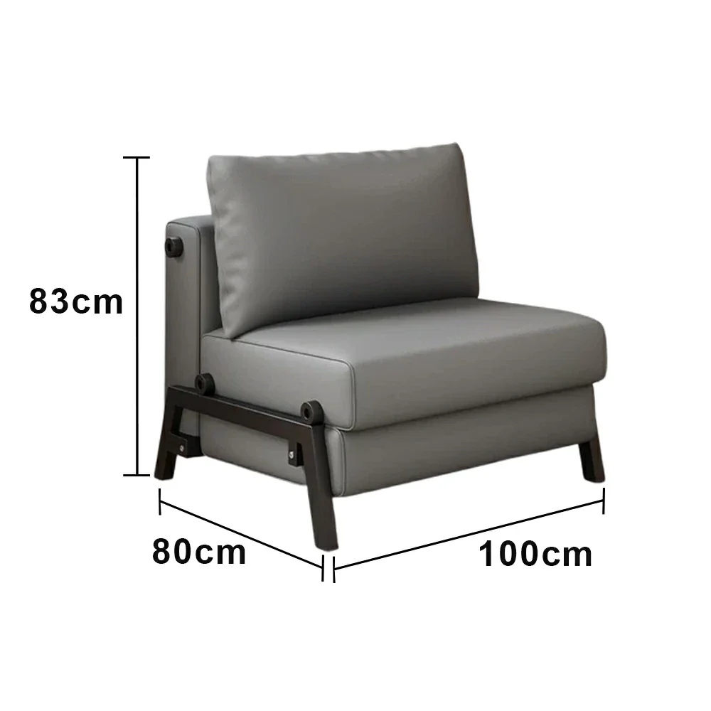 LIVARA 85/100cm Convertible Sofa Bed, Pet-Scratch Resistant Upholstery, High-Density Foam, Reinforced Larch Wood Frame, Space-Saving Design - Grey - Image 6