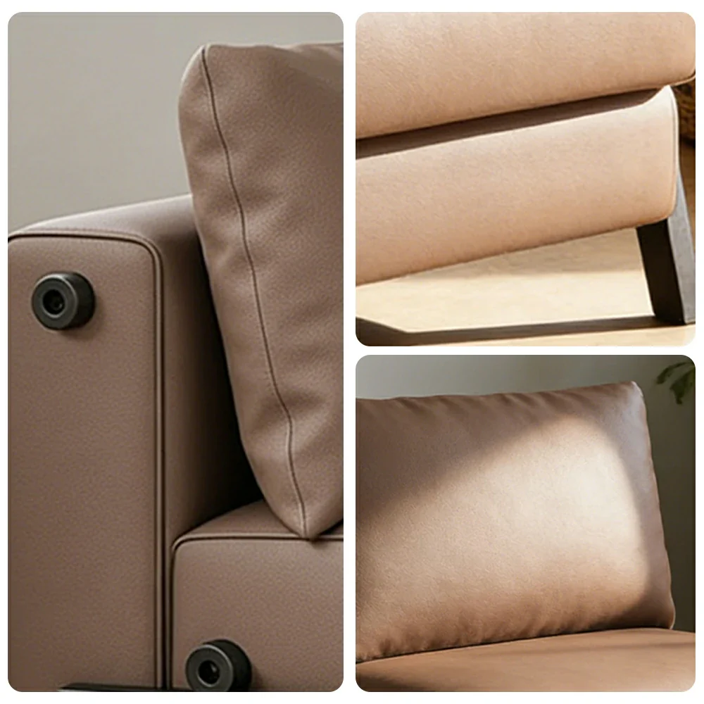 LIVARA 85/100cm Convertible Sofa Bed, Pet-Scratch Resistant Upholstery, High-Density Foam, Reinforced Larch Wood Frame, Space-Saving Design - Coffee - Image 3