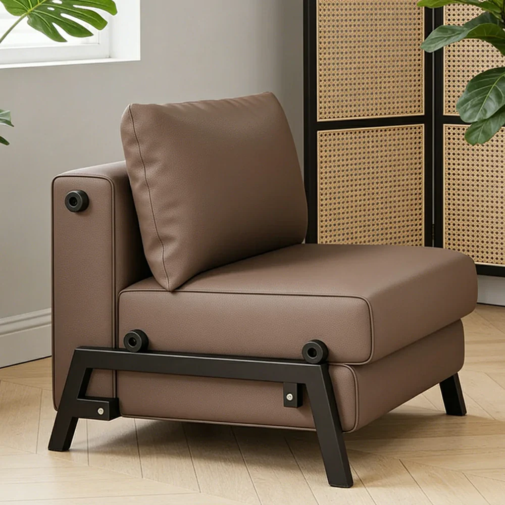 LIVARA 85/100cm Convertible Sofa Bed, Pet-Scratch Resistant Upholstery, High-Density Foam, Reinforced Larch Wood Frame, Space-Saving Design - Coffee - Image 4