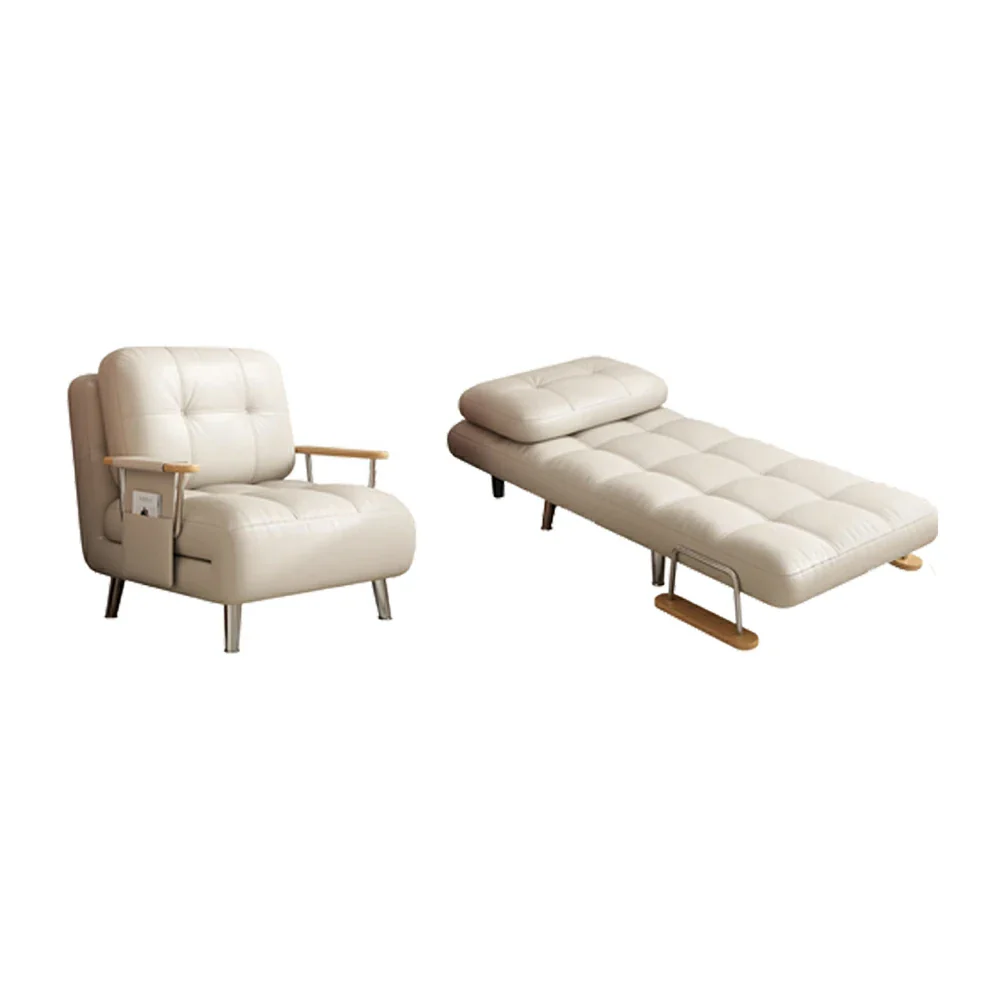 LIVARA 100/120cm Convertible Sofa Bed, Pet-Friendly Scratch-Resistant Fabric, Dust-Free High-Resilience Foam, 3-Mode Adjustable Design - White