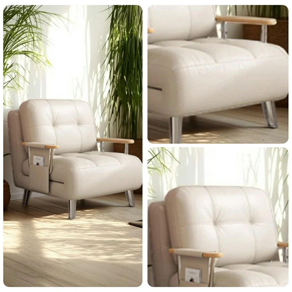 LIVARA 100/120cm Convertible Sofa Bed, Pet-Friendly Scratch-Resistant Fabric, Dust-Free High-Resilience Foam, 3-Mode Adjustable Design - White - Image 3