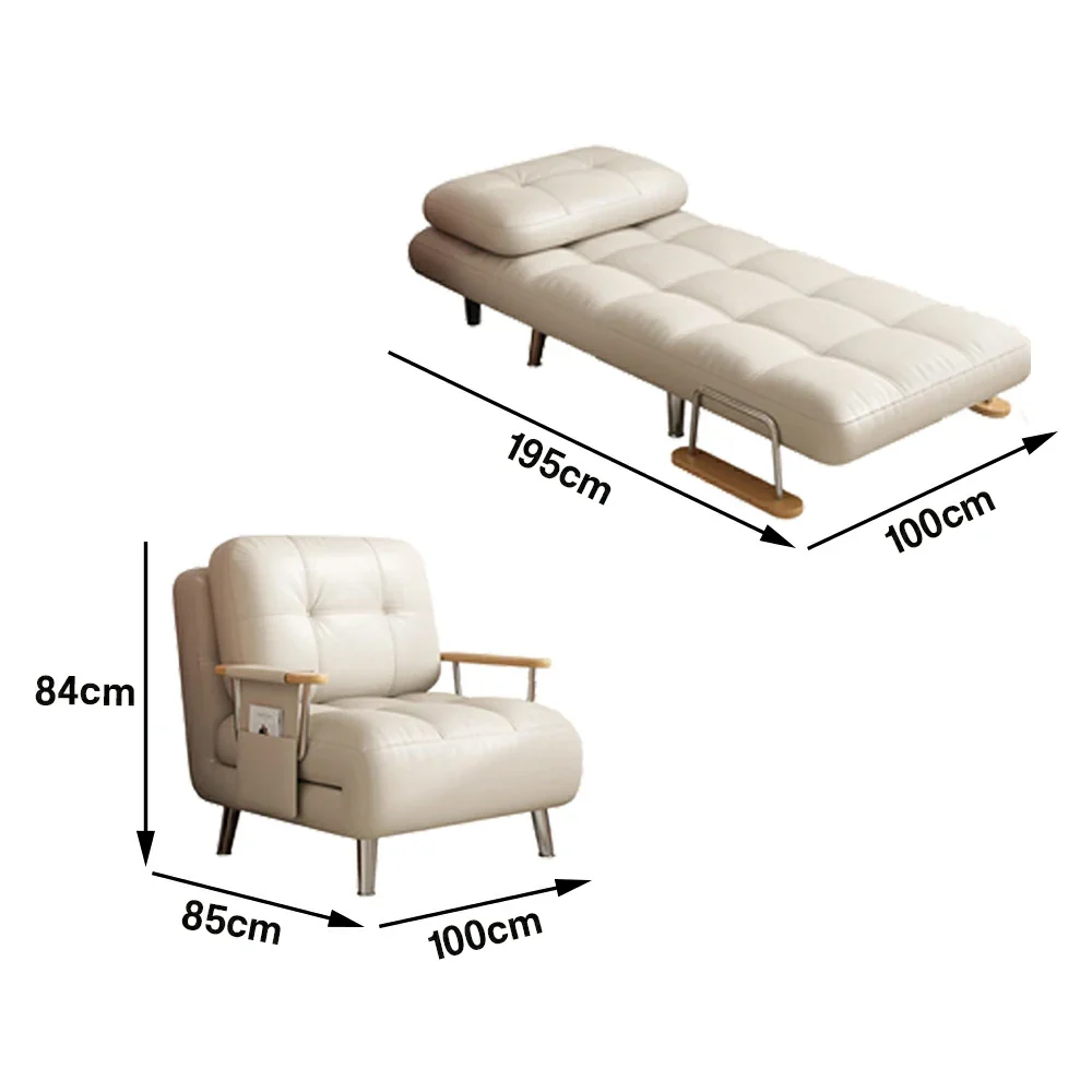 LIVARA 100/120cm Convertible Sofa Bed, Pet-Friendly Scratch-Resistant Fabric, Dust-Free High-Resilience Foam, 3-Mode Adjustable Design - White - Image 6