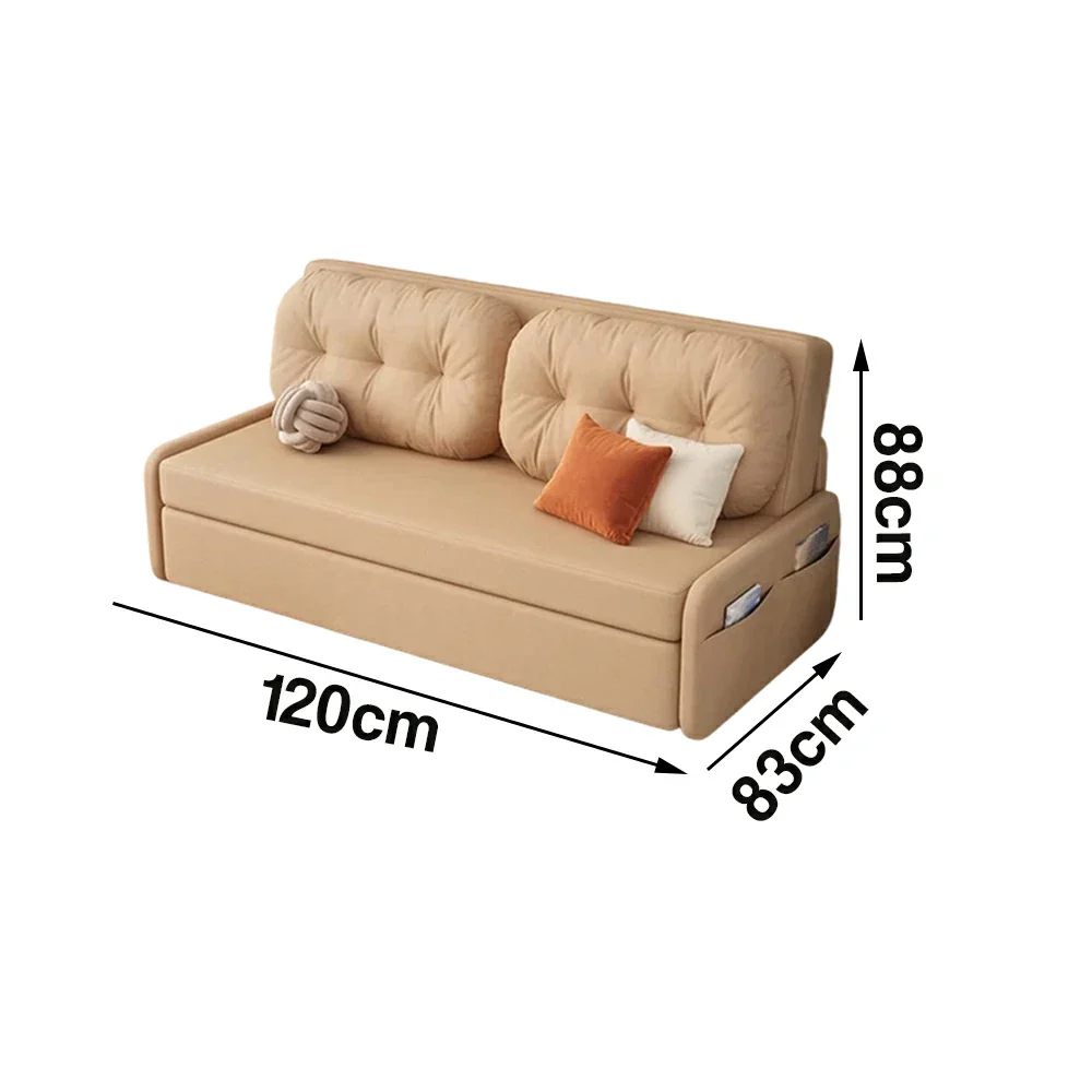 LIVARA 100/120cm Sofa Bed, Skin-Friendly Milk Velvet Fabric, No Storage Design, 8cm Comfort Foam Cushion, Space-Saving Pull-Out Style - Coffee - Image 5