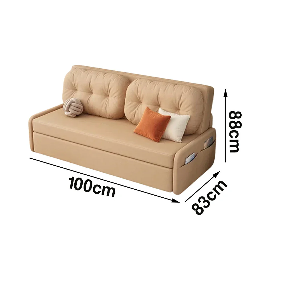 LIVARA 100/120cm Sofa Bed, Skin-Friendly Milk Velvet Fabric, No Storage Design, 8cm Comfort Foam Cushion, Space-Saving Pull-Out Style - Coffee - Image 6