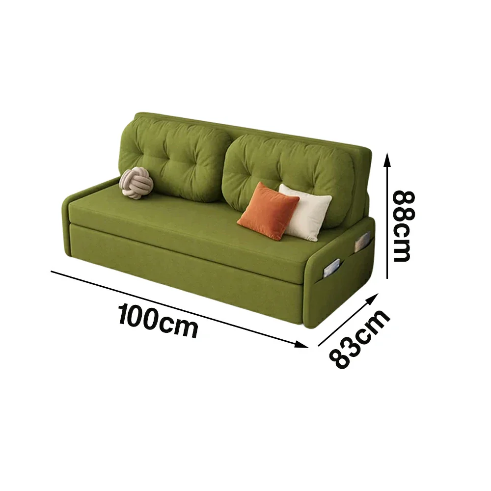 LIVARA 100/120cm Sofa Bed, Skin-Friendly Milk Velvet Fabric, No Storage Design, 8cm Comfort Foam Cushion, Space-Saving Pull-Out Style - Green - Image 5