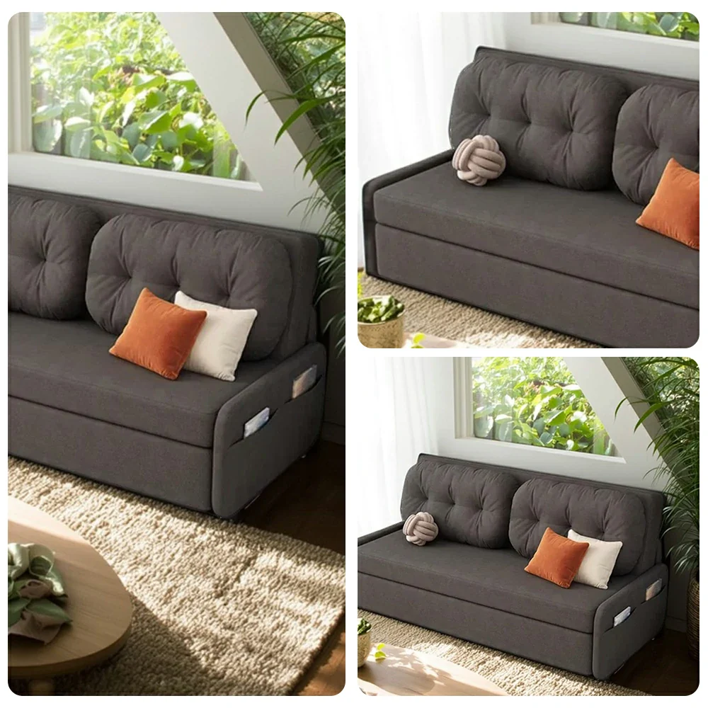 LIVARA 100/120cm Sofa Bed, Skin-Friendly Milk Velvet Fabric, No Storage Design, 8cm Comfort Foam Cushion, Space-Saving Pull-Out Style - Grey - Image 3