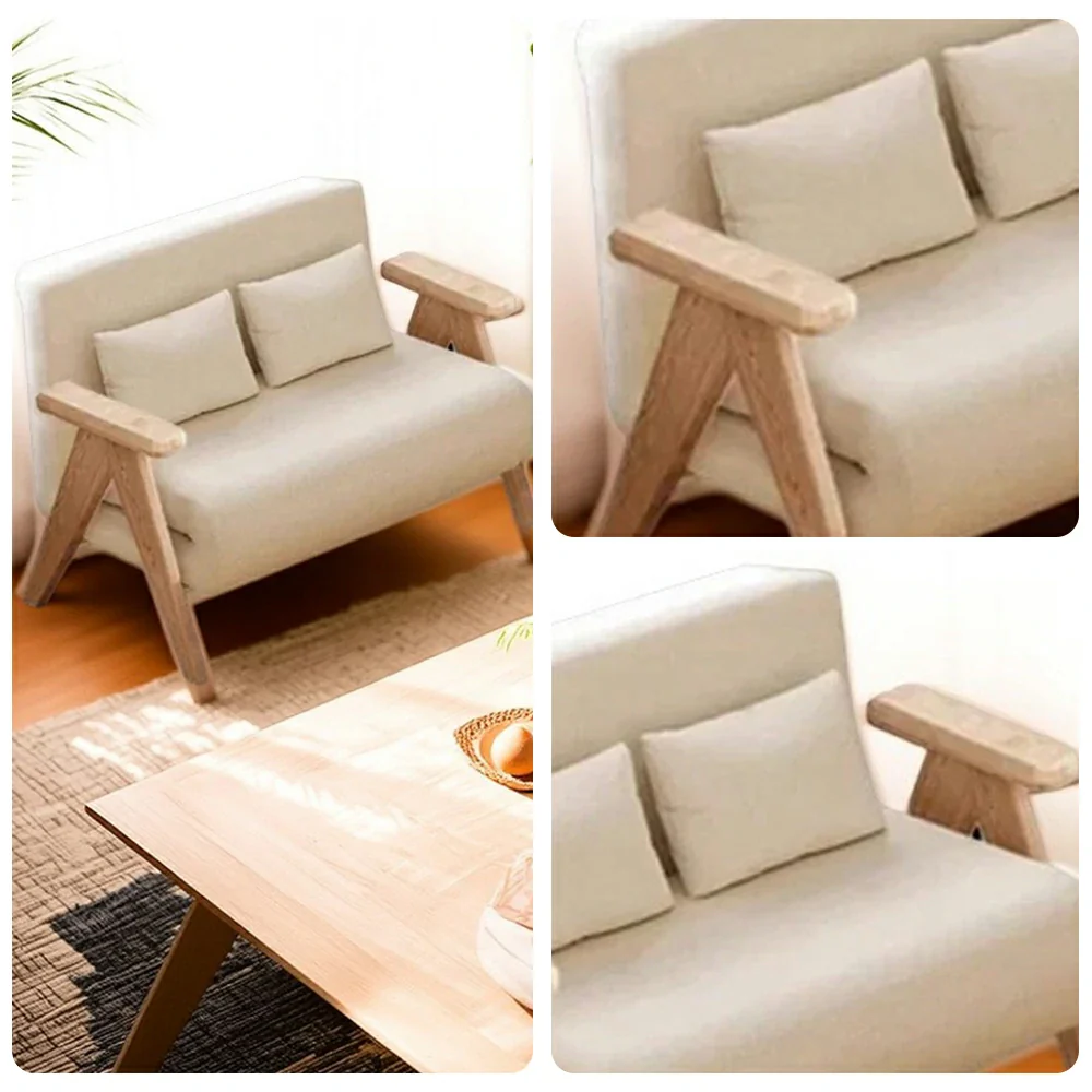 LIVARA 3-in-1 120/150cm Sofa Bed Recliner, High-Density Foam, Waterproof, Anti-Sagging, Modern Design - Beige&Wood - Image 3