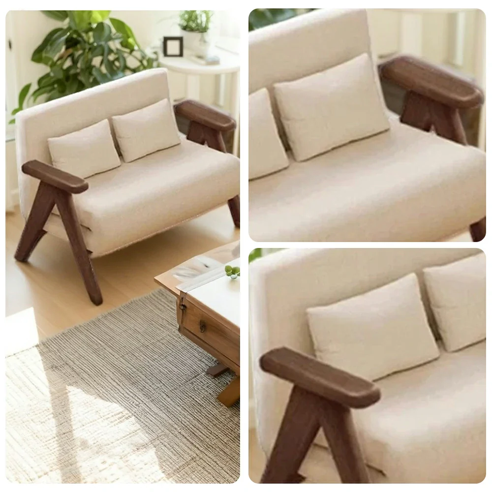 LIVARA 3-in-1 120/150cm Sofa Bed Recliner, High-Density Foam, Waterproof, Anti-Sagging, Modern Design - Beige&Walnut - Image 3
