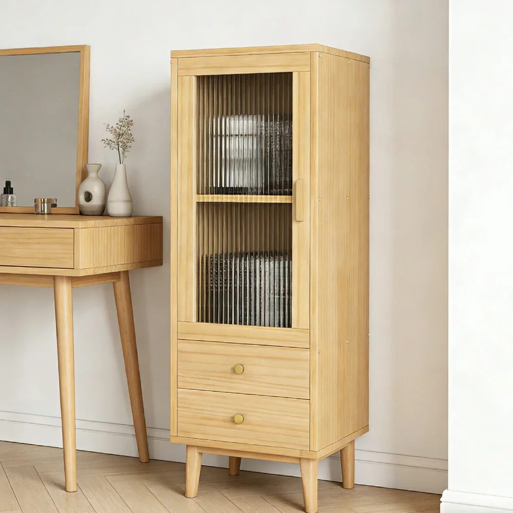 LIVARA Side Cabinet - Wide Tabletop with Thickened Panel Construction, Multi-Storage Drawers & Solid Wood Legs - Image 4