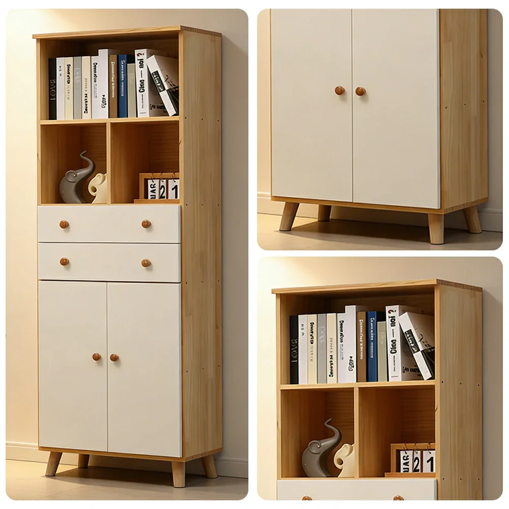LIVARA 60cm Tall Storage Cabinet - Eco-Friendly Solid Wood with Reinforced Shelving, Drawer Storage & Soft-Close Runners - Image 3