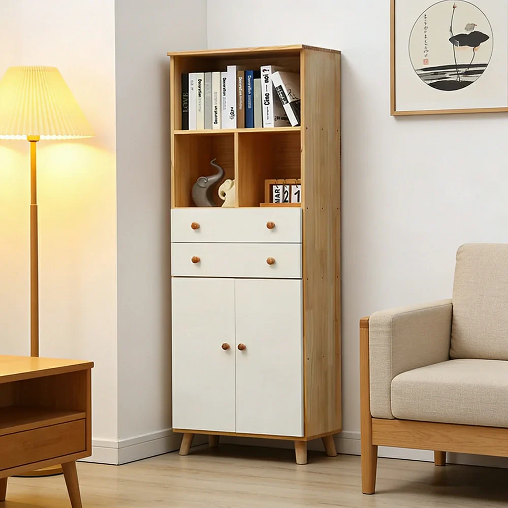 LIVARA 60cm Tall Storage Cabinet - Eco-Friendly Solid Wood with Reinforced Shelving, Drawer Storage & Soft-Close Runners - Image 4