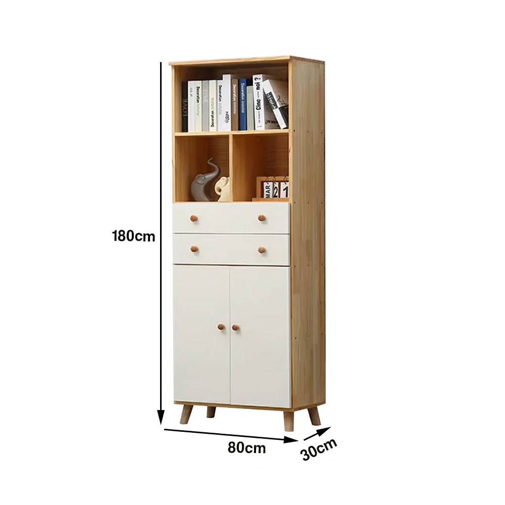 LIVARA 60cm Tall Storage Cabinet - Eco-Friendly Solid Wood with Reinforced Shelving, Drawer Storage & Soft-Close Runners - Image 5