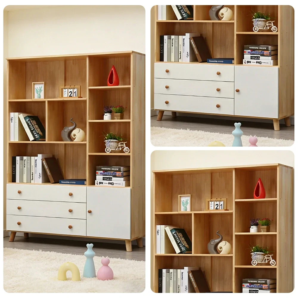 LIVARA 120cm Tall Storage Cabinet - Eco-Friendly Solid Wood with Reinforced Shelving, Drawer Storage & Soft-Close Runners - Image 3