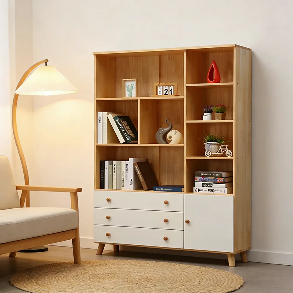 LIVARA 120cm Tall Storage Cabinet - Eco-Friendly Solid Wood with Reinforced Shelving, Drawer Storage & Soft-Close Runners - Image 4