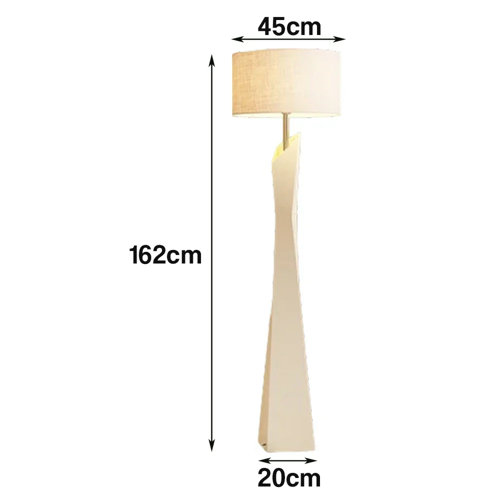 LIVARA Modern Floor Lamp Soft Ambient Light Cylindrical Linen Shade Resin Frame Elegant Style - White - Image 5