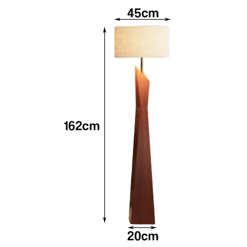 LIVARA Modern Floor Lamp Soft Ambient Light Cylindrical Linen Shade Resin Frame Elegant Style - Walnut - Image 5