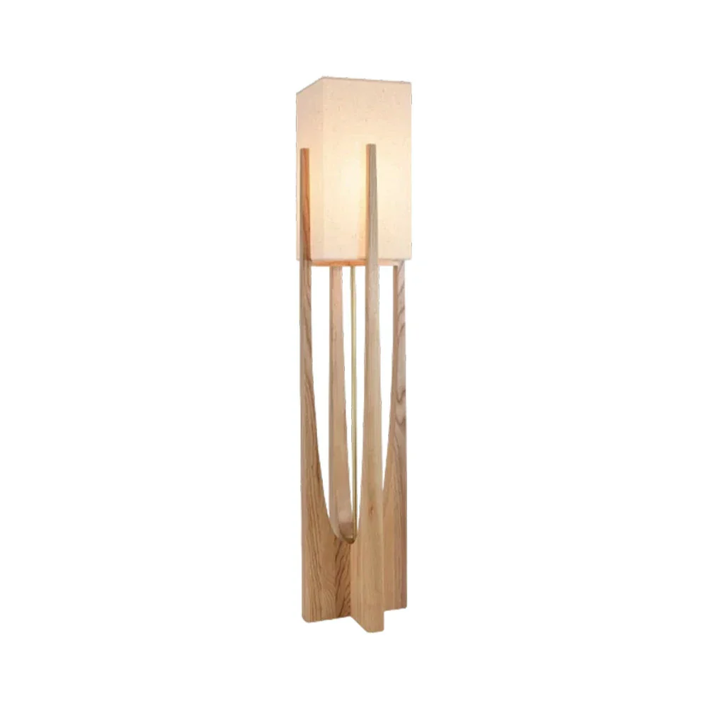 LIVARA Floor Lamp 52/82/145cm Soft Lighting Cotton-Linen Shade Ash Wood Body Brass Hardware Premium Design - Wood - Image 11