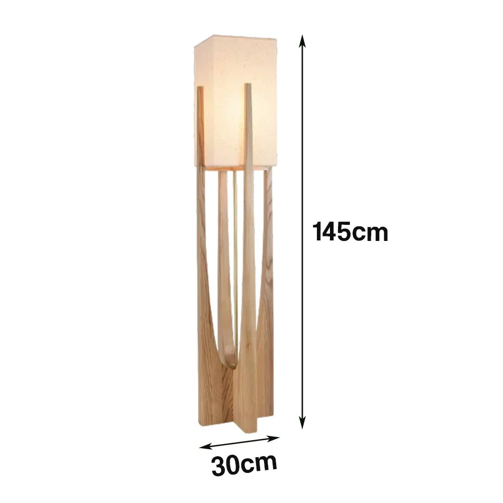 LIVARA Floor Lamp 52/82/145cm Soft Lighting Cotton-Linen Shade Ash Wood Body Brass Hardware Premium Design - Wood - Image 15