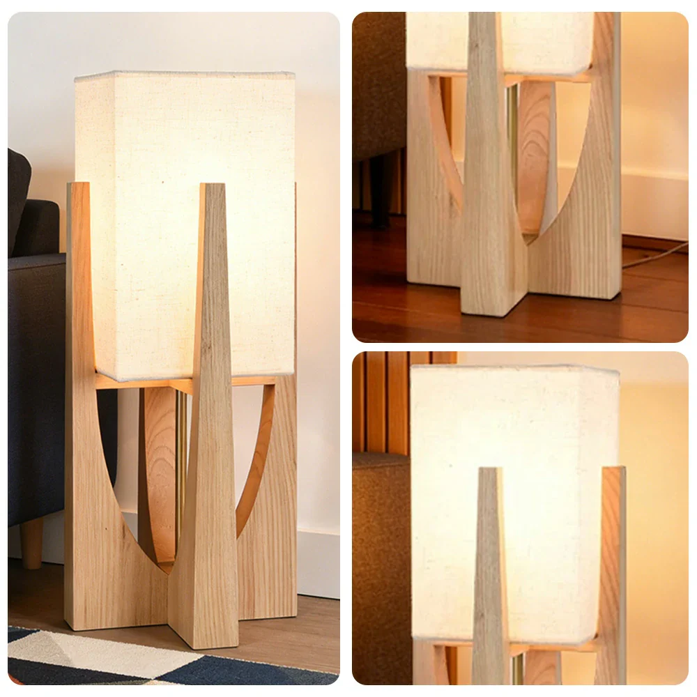 LIVARA Floor Lamp 52/82/145cm Soft Lighting Cotton-Linen Shade Ash Wood Body Brass Hardware Premium Design - Wood - Image 3